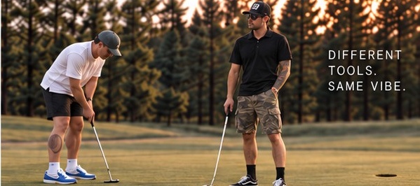 Two friends enjoying a round on the putting green