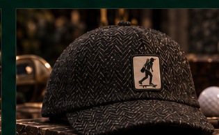 Midnight Push tweed cap with embroidered off-white silhouette patch